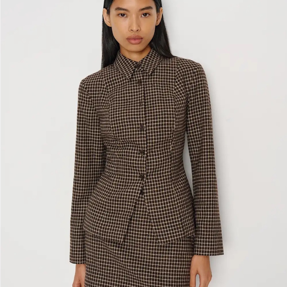 Reformation Brown Checked Mini Skirt and Suit Set - Picture 1 of 6
